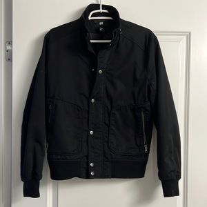 H&M Black Fitted Canvas Zipper Jacket